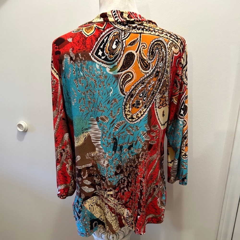 Caribe Knit Paisley Print Top medium colorful geometric beach - Picture 4 of 6